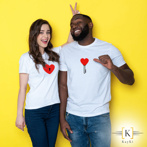 T-Shirt Couples - Clé Coeur