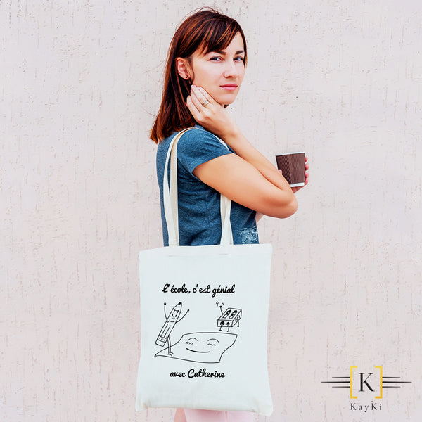 Sac shopping (Tote bag) - L'école c'est génial avec...
