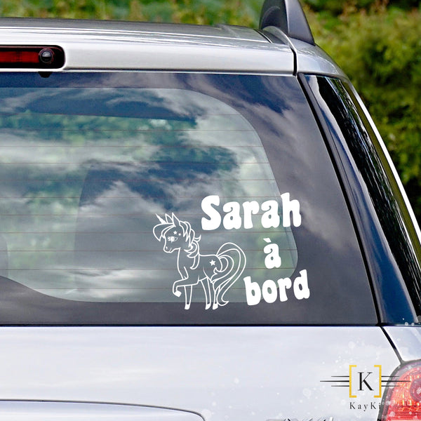 Stickers voiture - Licorne à bord