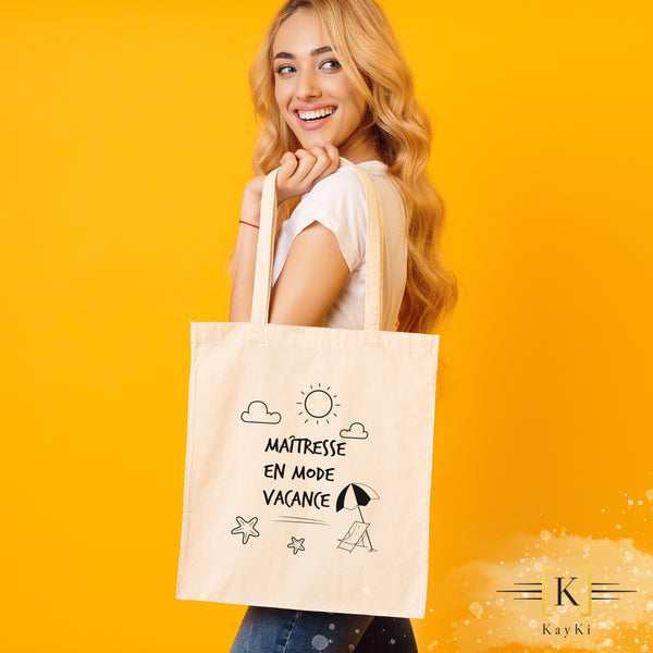 Sac shopping (Tote bag) - Maîtresse en mode vacance