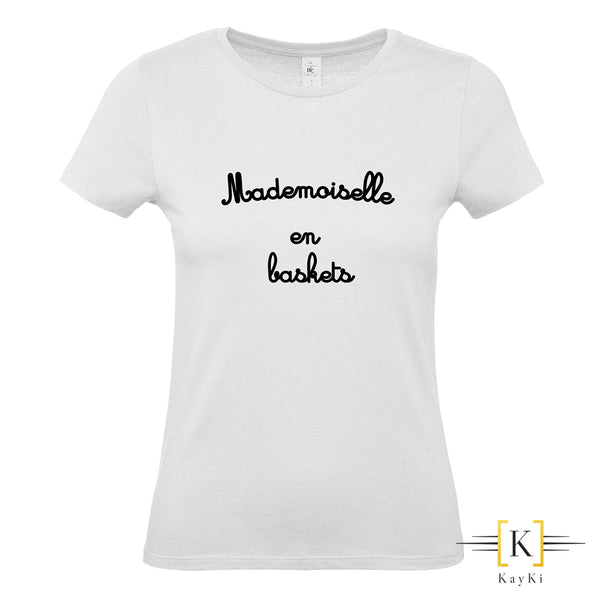 T-shirt fun - Mademoiselle en baskets