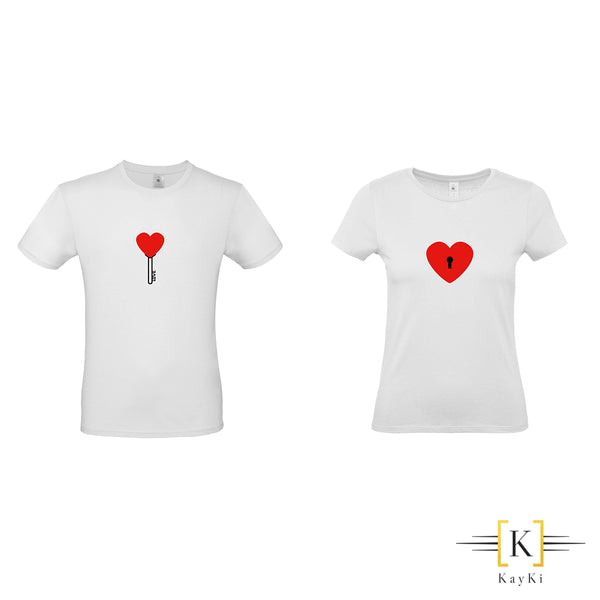 T-Shirt Couples - Clé Coeur