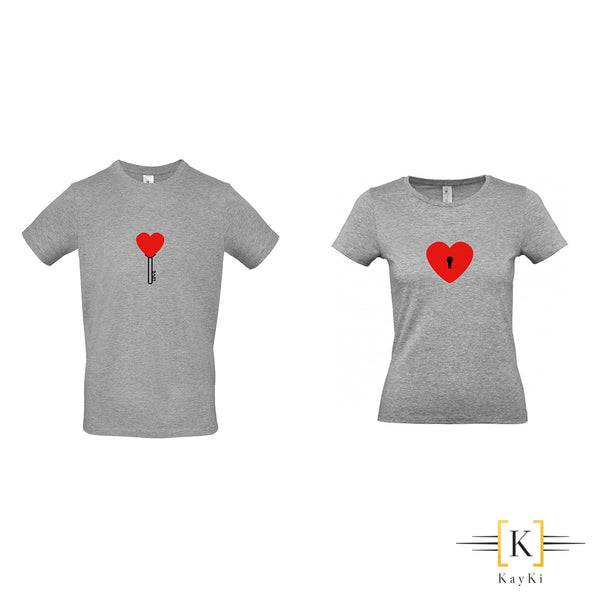 T-Shirt Couples - Clé Coeur