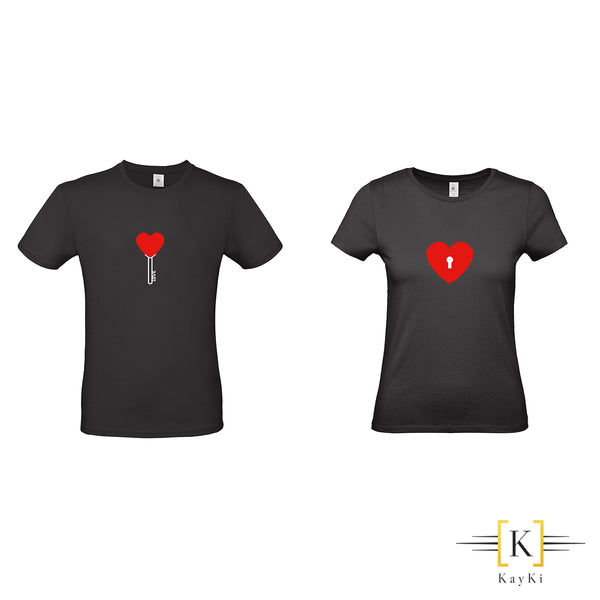 T-Shirt Couples - Clé Coeur