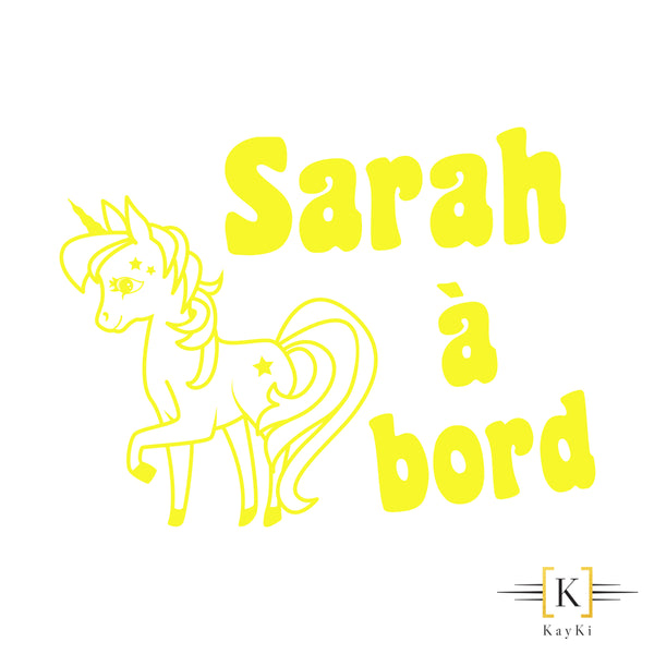 Stickers voiture - Licorne à bord