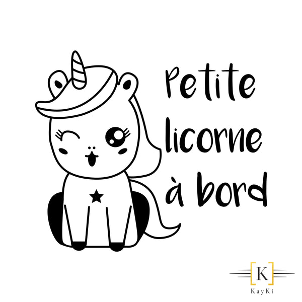 Stickers voiture - Petite licorne à bord