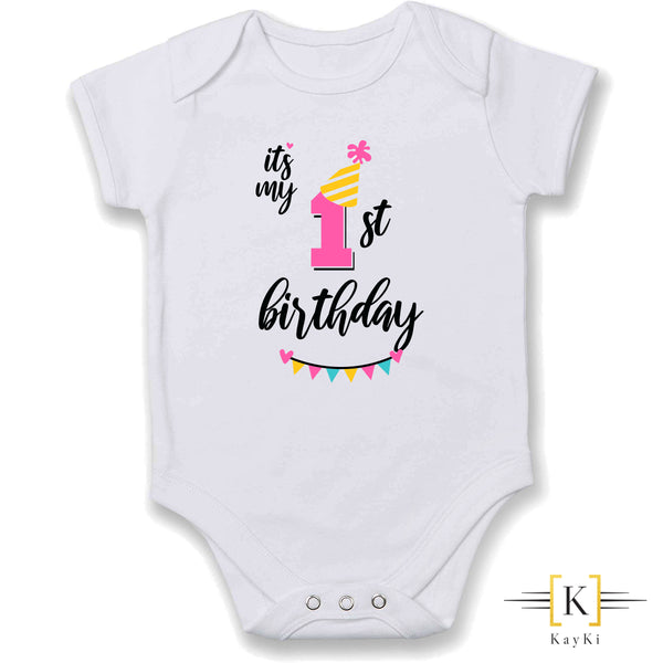 Body bébé - First birthday/Pink