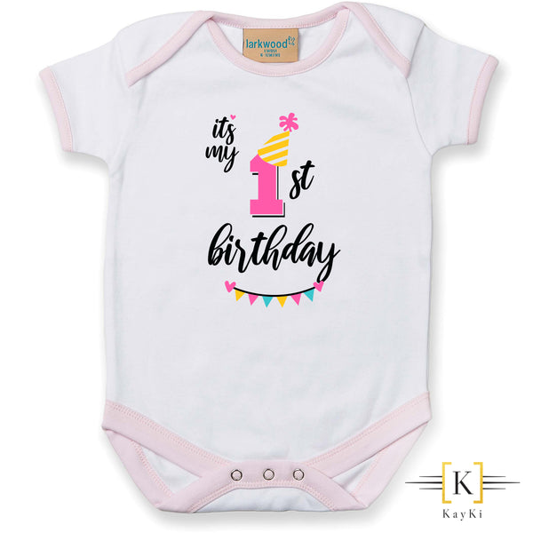 Body bébé - First birthday/Pink