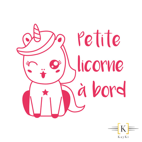 Stickers voiture - Petite licorne à bord